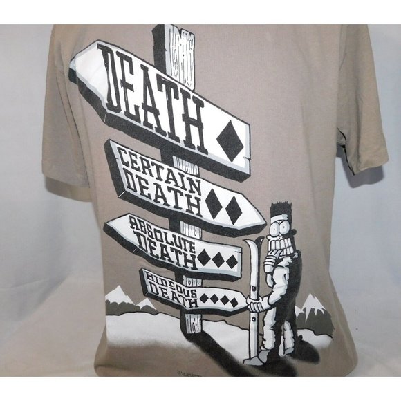 VTG 1996 CHANGES Scared Stiff Mens L Ski Death Skiing T Shirt Funny Graphic - Picture 2 of 12